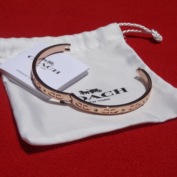 COACH “ROSE GOLD” KISSING C HINGED BANGLE BRACELET - Picture 5 of 8